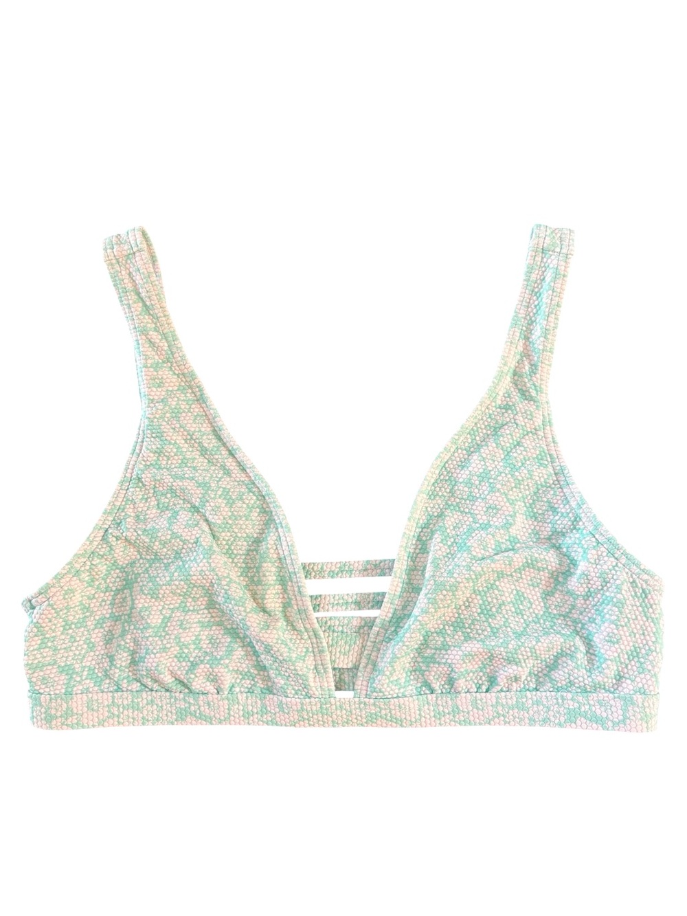 Cabana Life Mint Floral Strappy Triangle Bralette Size L